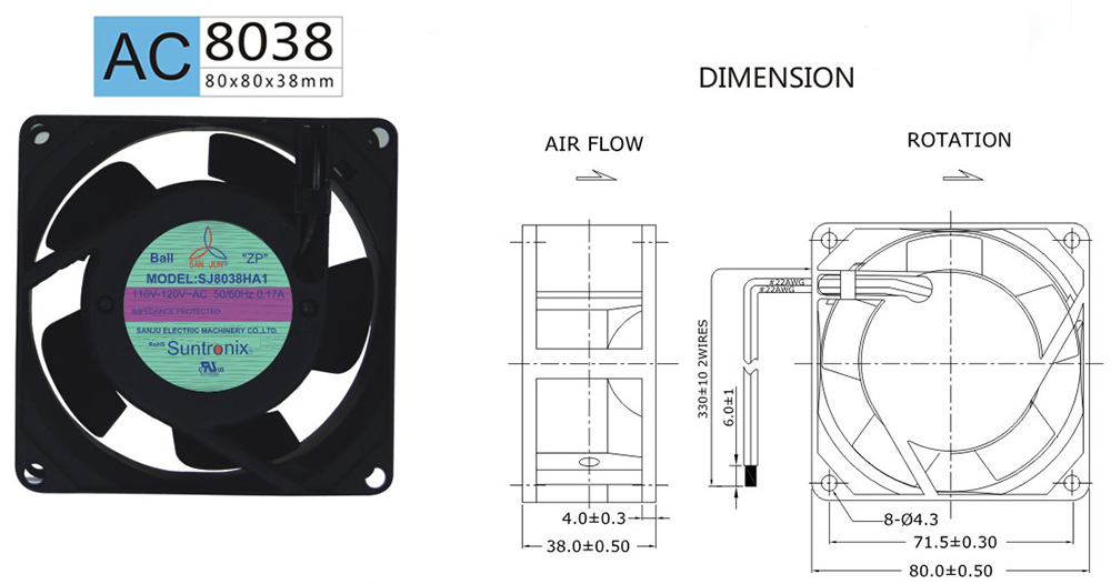臺灣三巨SJ8038HA2-AC軸流風(fēng)機(jī)